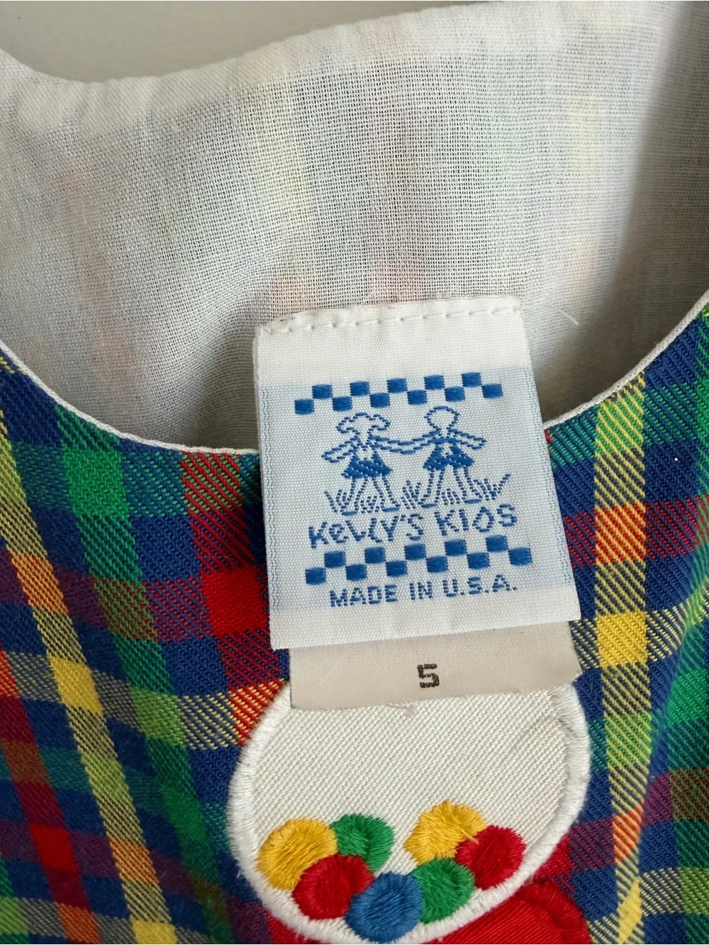 Kelly's Kids Multicolor Plaid Dress with Gumball Embroidery Dress